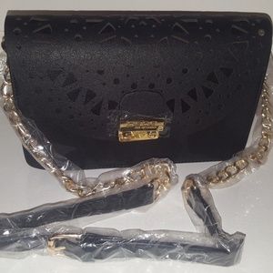 bebe Tiffany Eyelet black Crossbody Purse Clutch